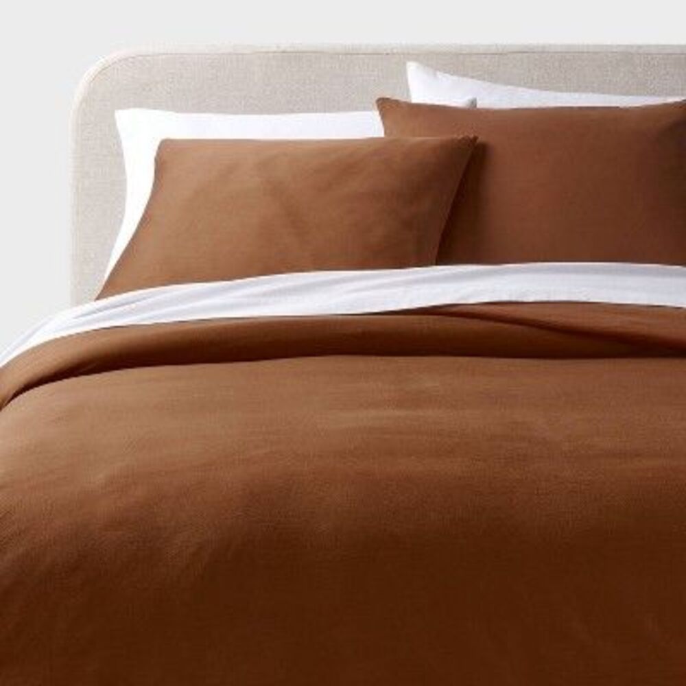 Threshold - Twin/Twin Extra Long Washed Cotton Sateen Duvet Co Brown